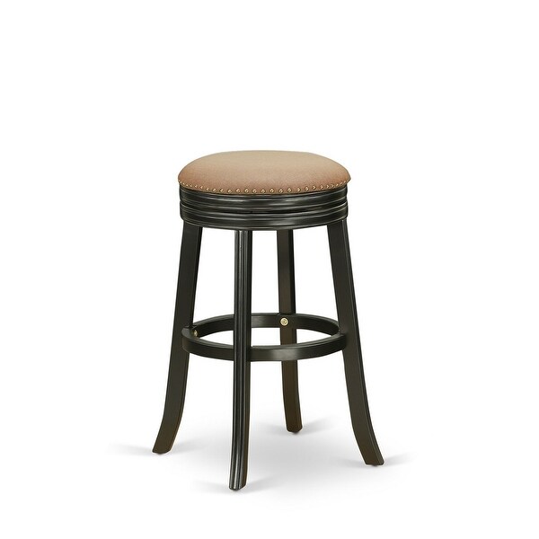 East West Furniture Devers Swivel Backless Barstool of 30'' Seat Height with Pu Leather Roast (Color Options Available)