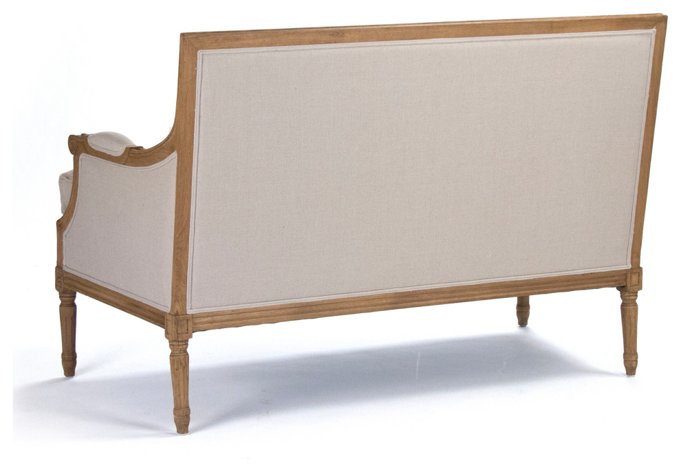 Louis Settee  Natural Linen   Traditional   Loveseats   by Zentique  Inc.  Houzz