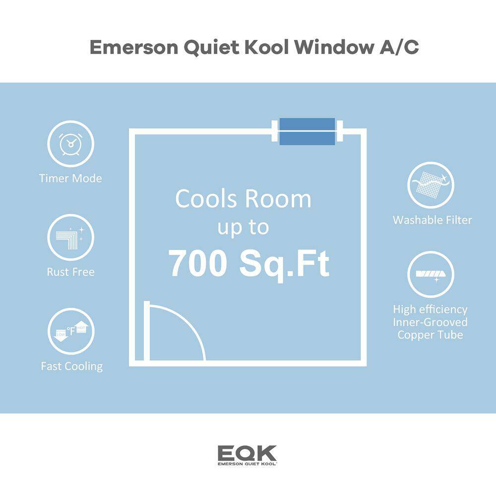 EQK 15000 BTU 115V Window AC with Remote Cools Rooms up to 700 Sq. Ft. Timer 3-Speeds Quiet Operation Auto-Restart EARC15RE1