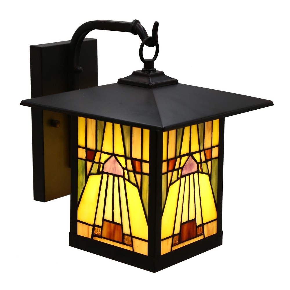 Bawe Red Stained Glass Oil Rubbed Bronze Light Fixture by Havenside Home   9x10.75x11.75