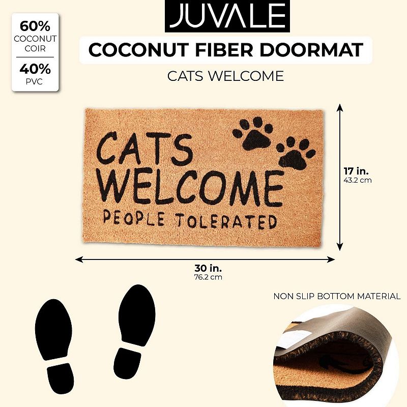 Cats Welcome People Tolerated Welcome Mat， Natural Coir Doormat (30 x 17 in)