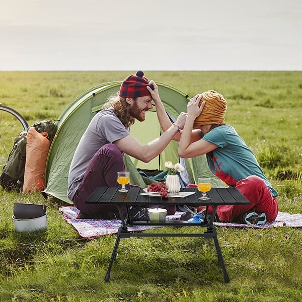 Costway HeavyDuty Aluminum Camping Table，Folding Outdoor Picnic