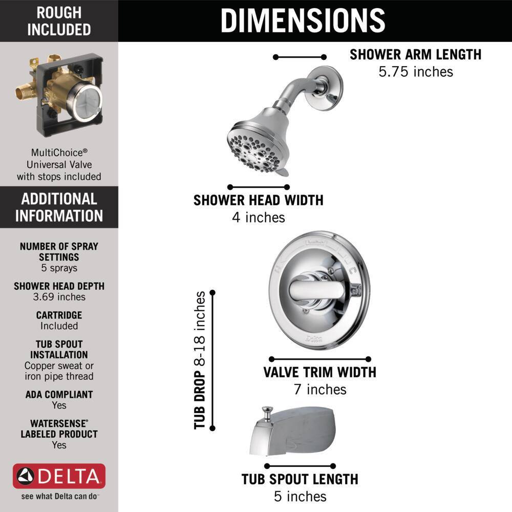 Delta Classic Single-Handle 5-Spray Tub and Shower Faucet in Chrome (Valve Included) 134900-A