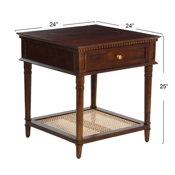 Maxwelton Acacia Wood and Cane Bed Side Table