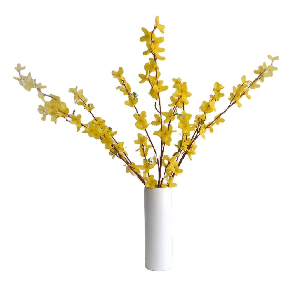 New arrival factory directly supply artificial yellow fabric jasminum nudiflorum jasmine flower branch for decoration