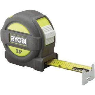 RYOBI 25 ft. Tape Measure with Overmold and Wireform Belt Clip RTM25