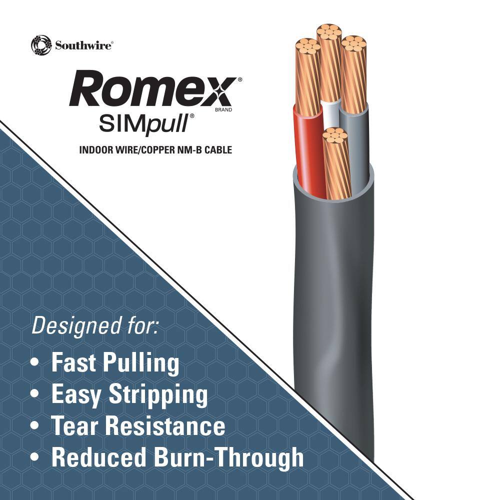 Southwire 15 ft. 63 Black Stranded Romex SIMpull CU NM-B WG Wire 63950006