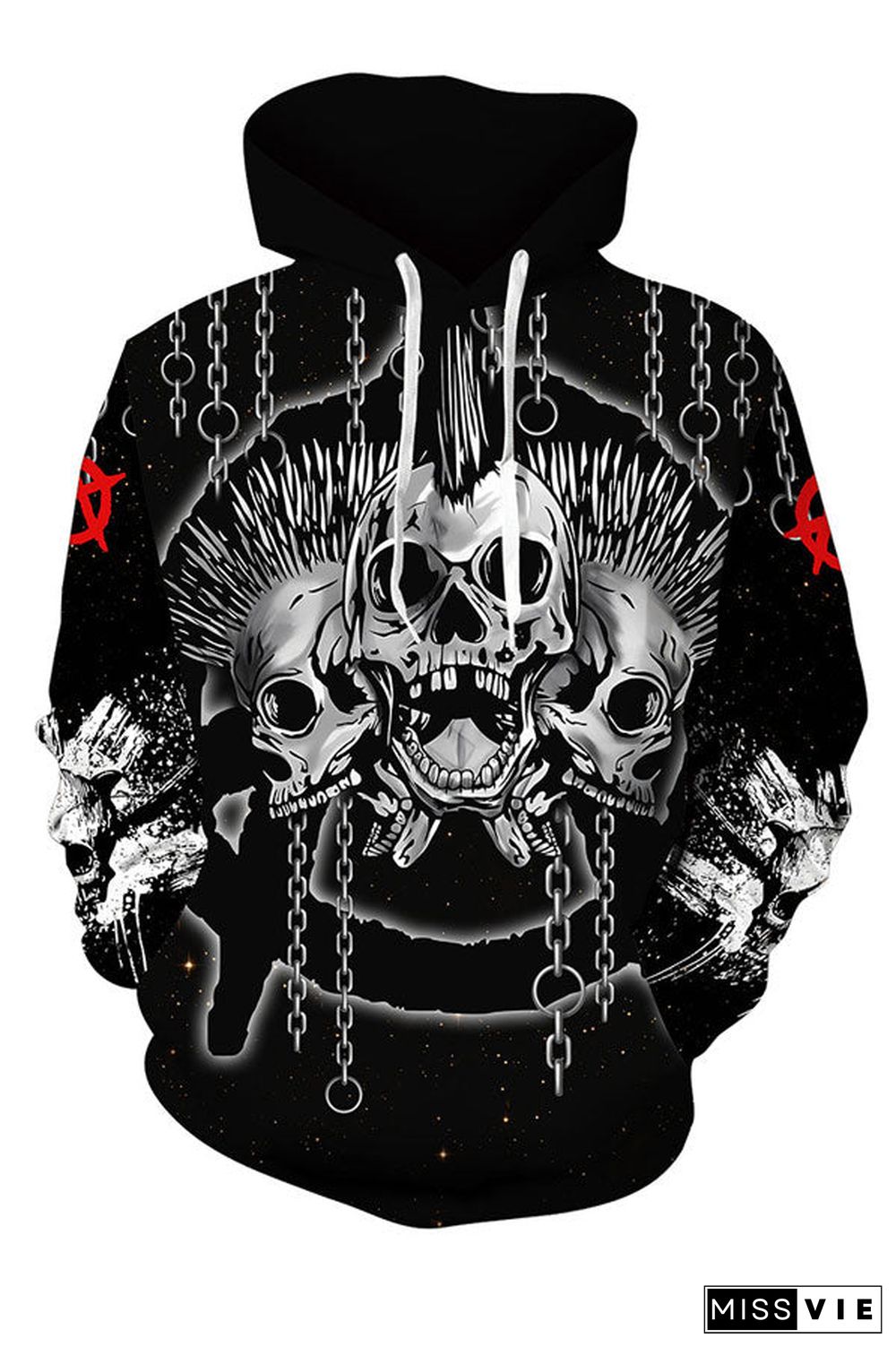 Men's Casual Hoodie Skull 3D Printing