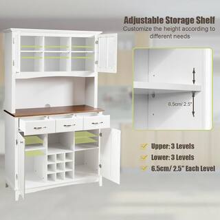 Costway White Buffet with Butch and Wine Rack HW64504+