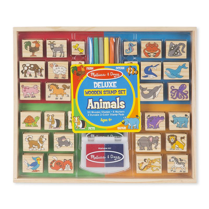 Melissa and Doug Deluxe Animals Wooden Stamp Set