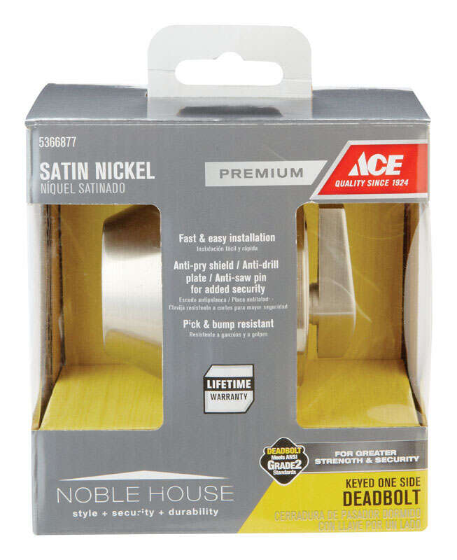 Ace Satin Nickel Metal Single Cylinder Deadbolt