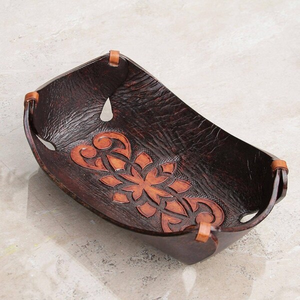 NOVICA Caramel Pyramid Tattoo， Leather catchall