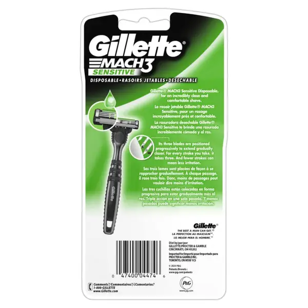 Gillette 3-Count Mach3 Sensitive Men's Disposable Razors