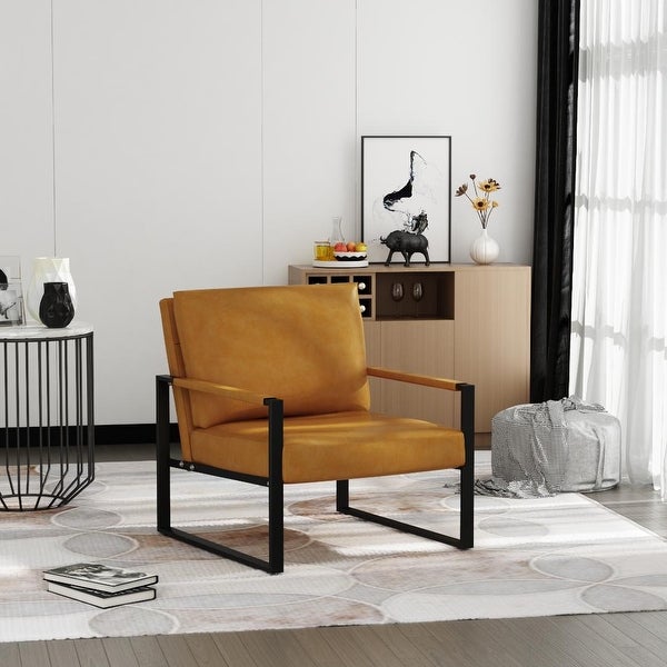 Modern Accent Chair with Metal Frame and Arm