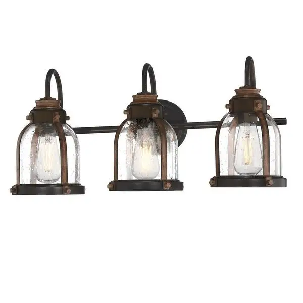 Westinghouse Lighting Cindy Three-Light Oil-Rubbed Bronze and Barnwood Indoor Wall Fixture