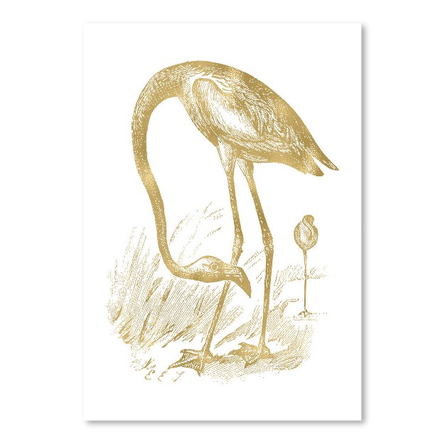 Americanflat Minimalist Animal Flamingo 1 Gold On White By Amy Brinkman Poster