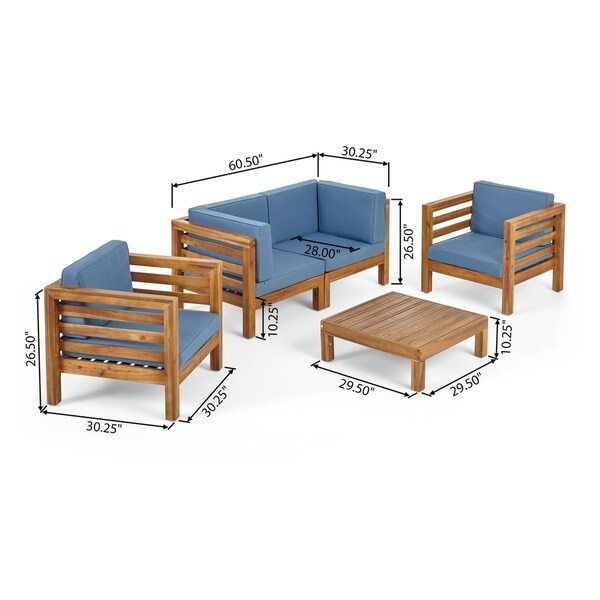 Oana Outdoor 4seat Acacia Loveseat Chat Set with Cushions by Christopher Knight Home