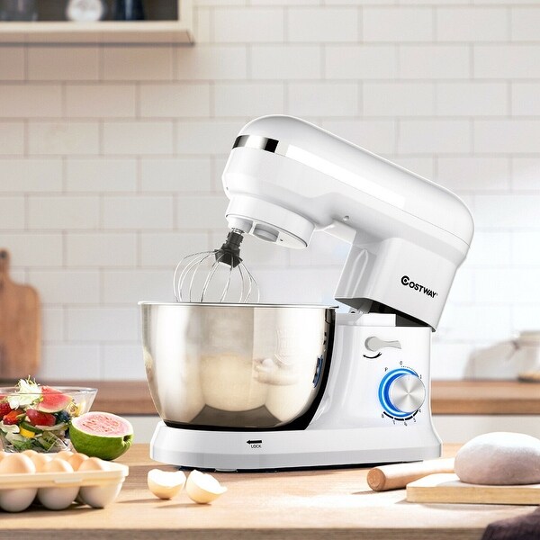 4.8 Qt 8-speed Electric Food Mixer with Dough Hook Beater - 13.5