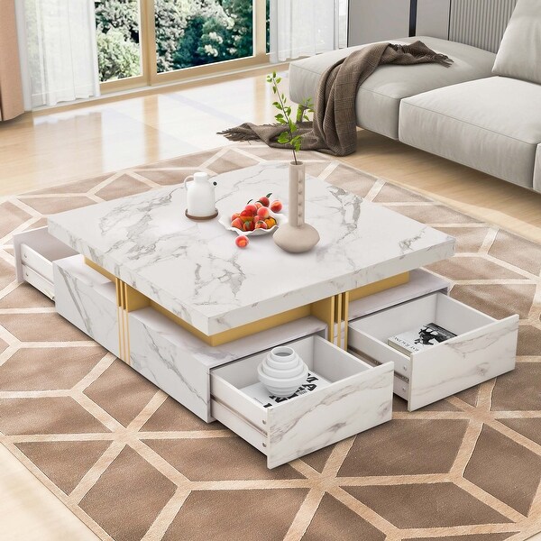 White Square Storage Coffee Table