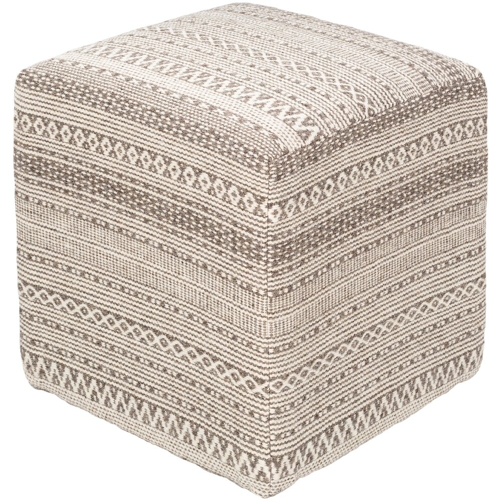 Jules Farmhouse Textured 16 inch Square Pouf