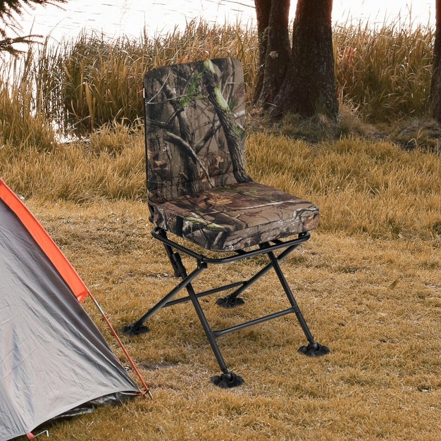 Costway Folding Silent Swivel Blind 360 swivel Hunting Chair W all terrain Foot Pads