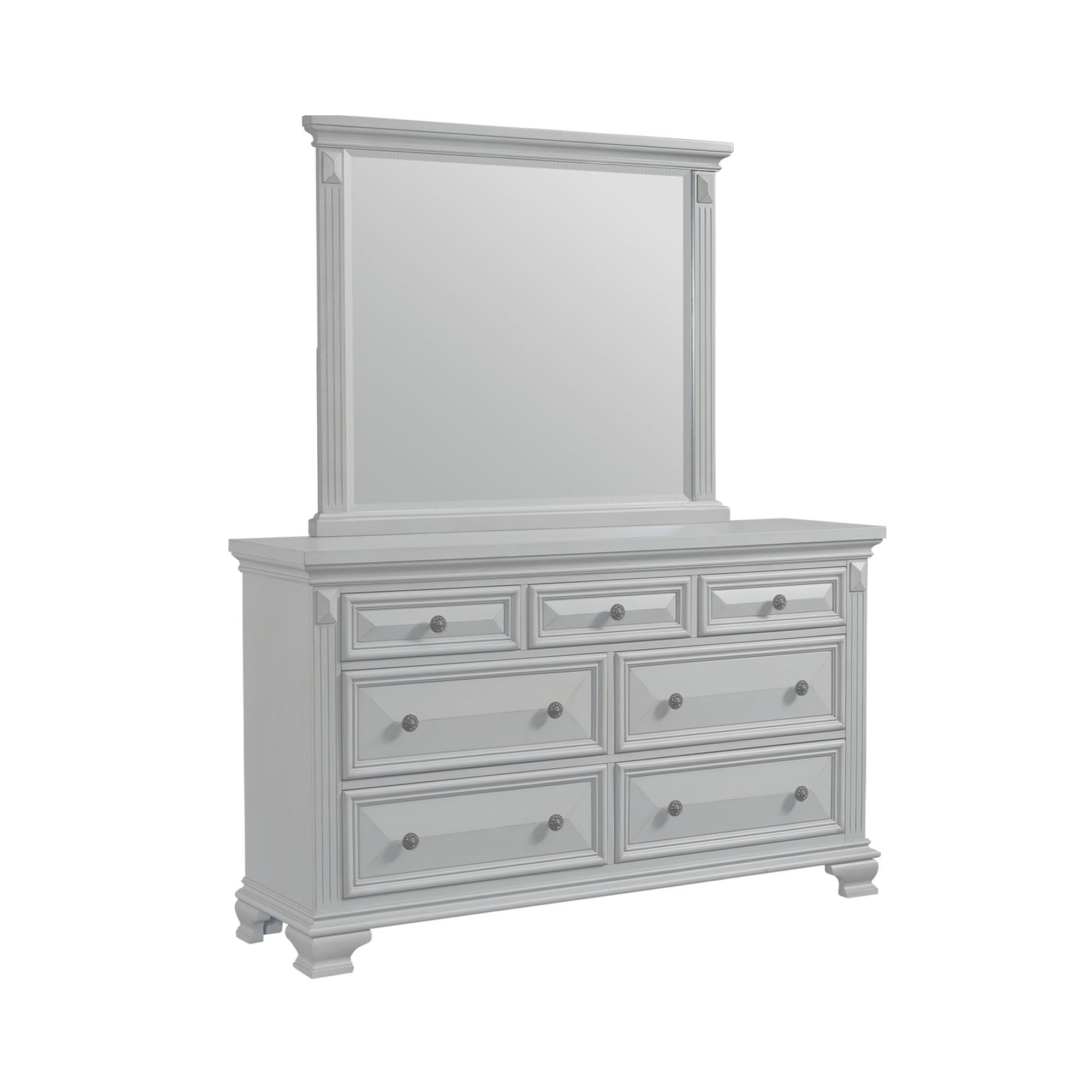 Picket House Furnishings Trent 7-Drawer Dresser with Mirror Set in Grey