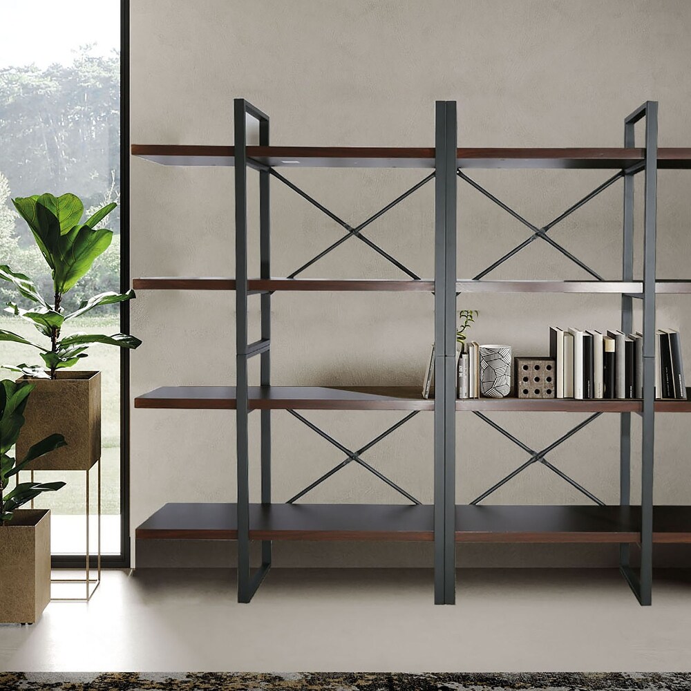 8 Tier and 8 Open Wider Metal Frame and Industrial Wood Etagere Bookcase   70.87*56.69*13 inch