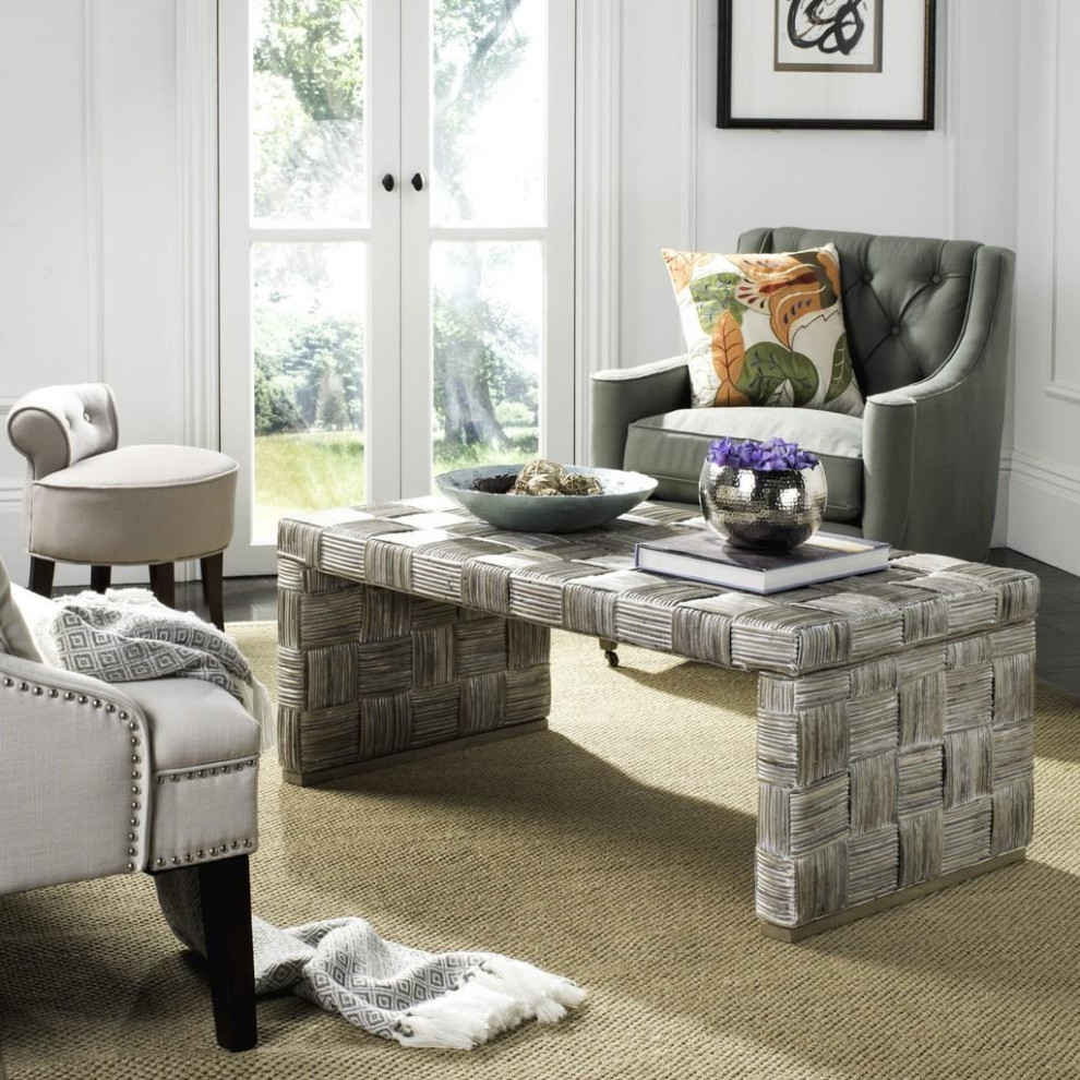 Kindra Ratten Coffee Table Whitewash   Tropical   Coffee Tables   by Virgil Stanis Design  Houzz