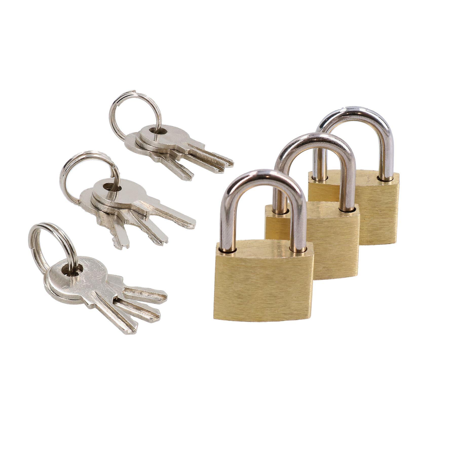 20mm Mini Brass Padlock Set For Suitcases Luggage Rucksacks Tents 9pc + Keys