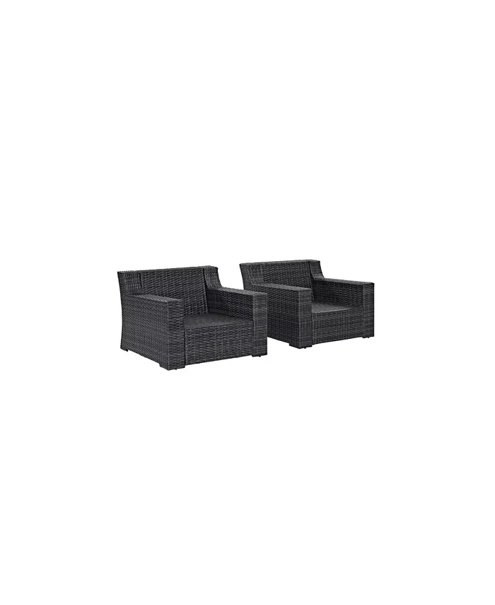 Crosley Beaufort 2 Piece Outdoor Wicker Seating Set With Mist Cushion - 2 Outdoor Wicker Chairs