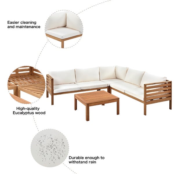 Wood Outdoor Sofa Set with Water-resistant and Coffee Table - Overstock - 37641372