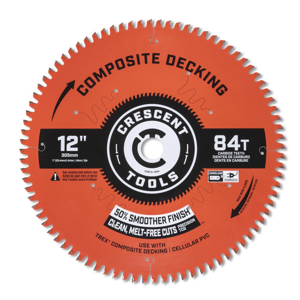 CRESCENT Circular Saw Blade 12 x 84 Tooth Composite Decking