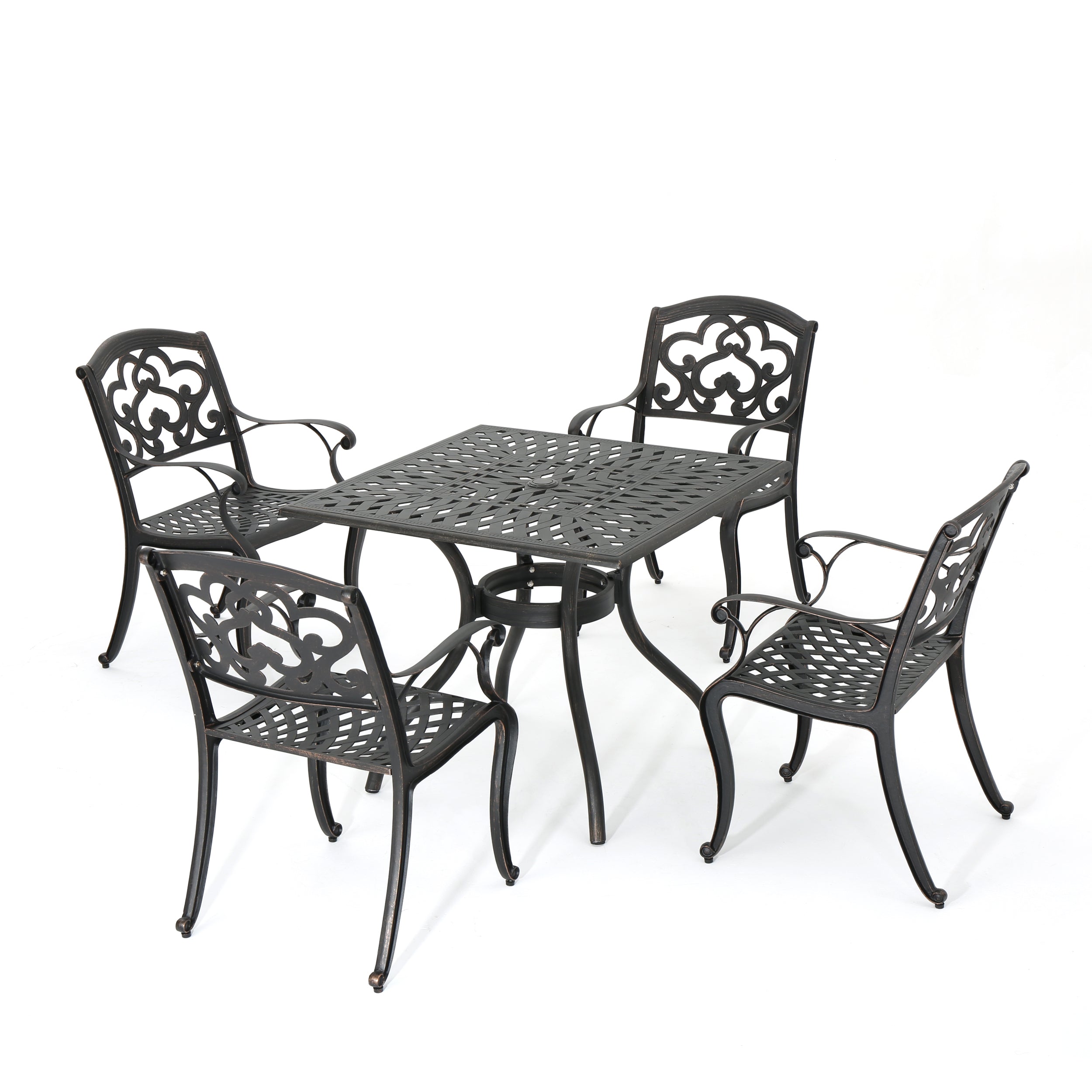 Carlton Outdoor 5Pc Patina Copper Cast Aluminum Dining Set