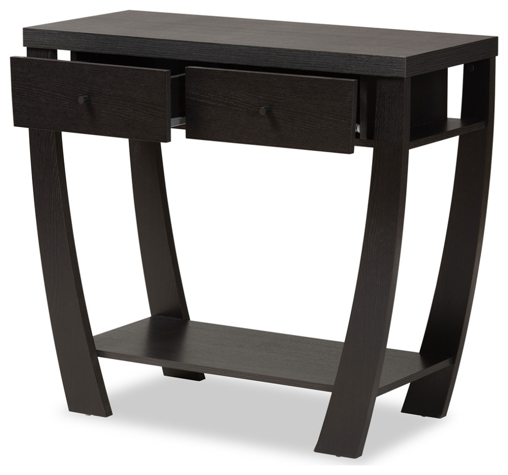 Modern Contemporary Dark Brown Finished Wood 2 Drawer Console Table   Transitional   Console Tables   by Imtinanz  LLC  Houzz