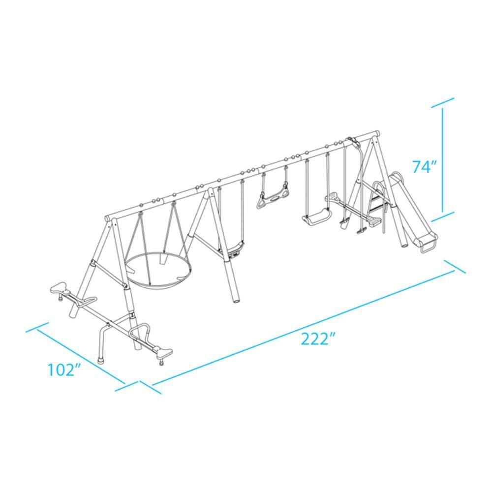 XDP Recreation Fun All Mighty Swing Set wSee Saw Super Disc Swings  Slide XDP-96668G