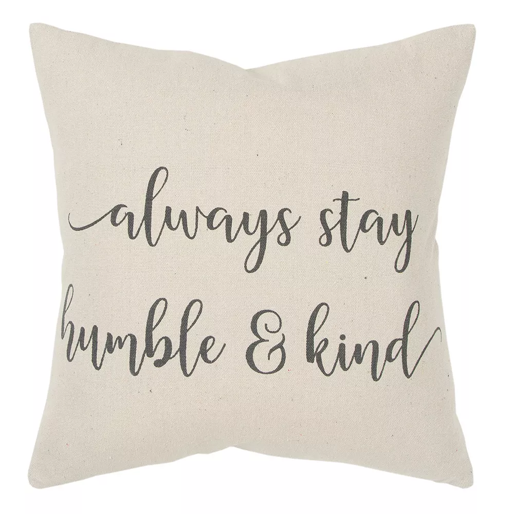 Rizzy Home Always Stay Humble Down Fill Throw Pillow