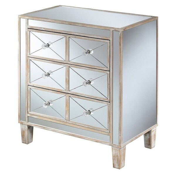 Silver Orchid Bertram 3-drawer Mirrored End Table