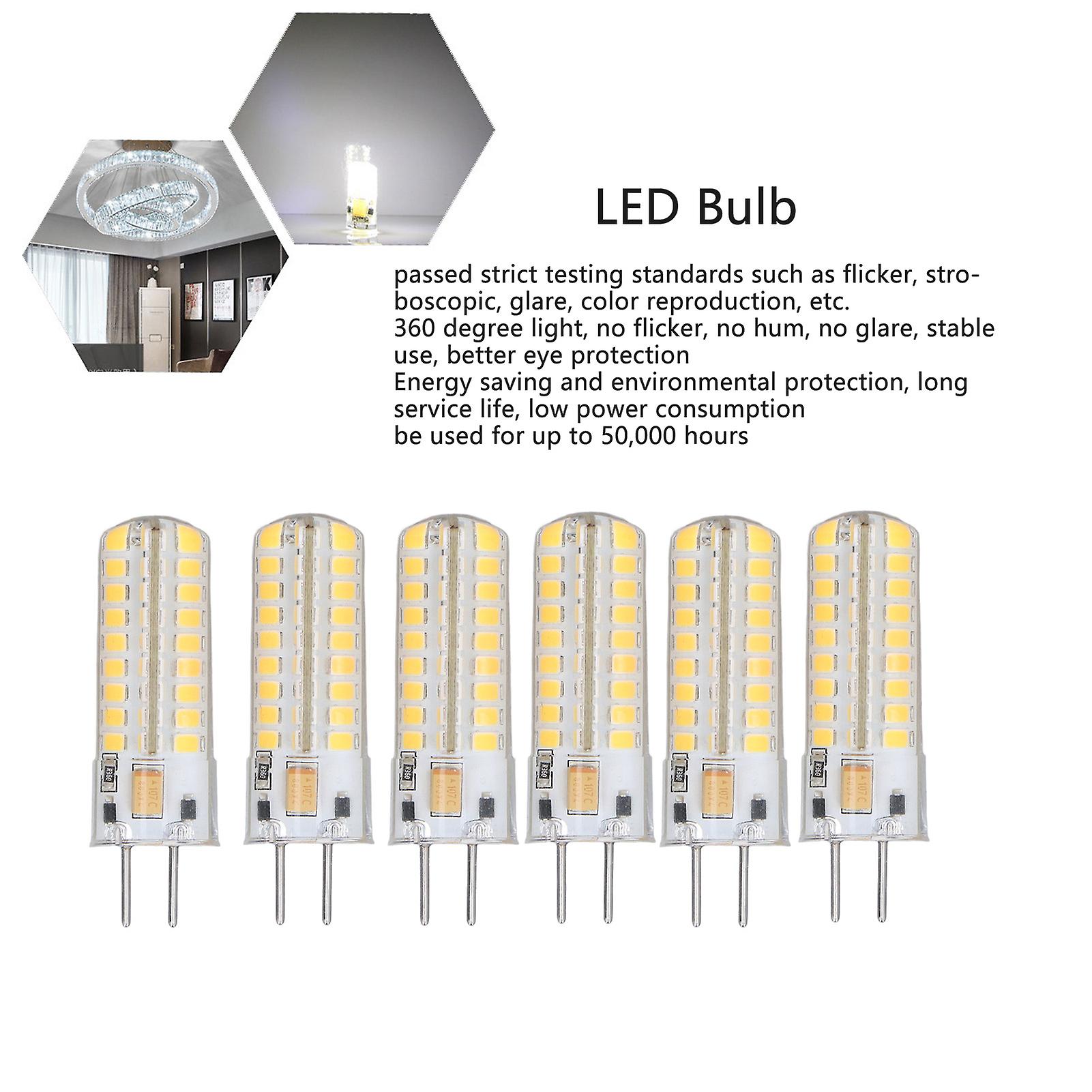 6 Pack Gy6.35 Ac/dc12v Led Bulbs Silica Gel Warm White Lighting Bi-pin Led Lamp 7w Equivalent To 700lm Brightness Replacement Kit For Home Lighting[wh