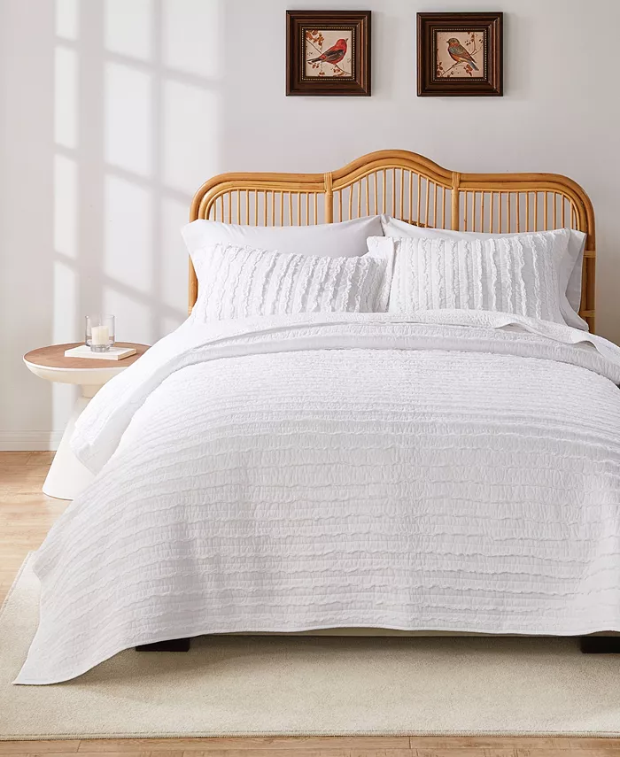 Greenland Home Fashions Ruffled Quilt Set， 3-Piece Full - Queen