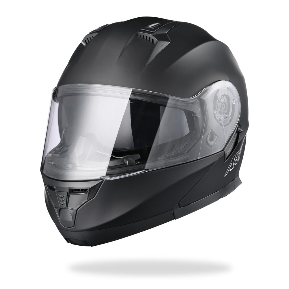 AHR RUN-M3 Modular Helmet Flip Up DOT 2-Visors Matte Black