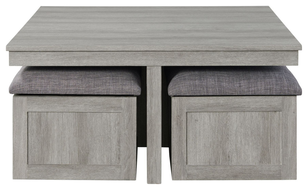 Picket House Dawson Coffee Table With 4 Storage Stools  Gray   Transitional   Coffee Tables   by Picket House  Houzz