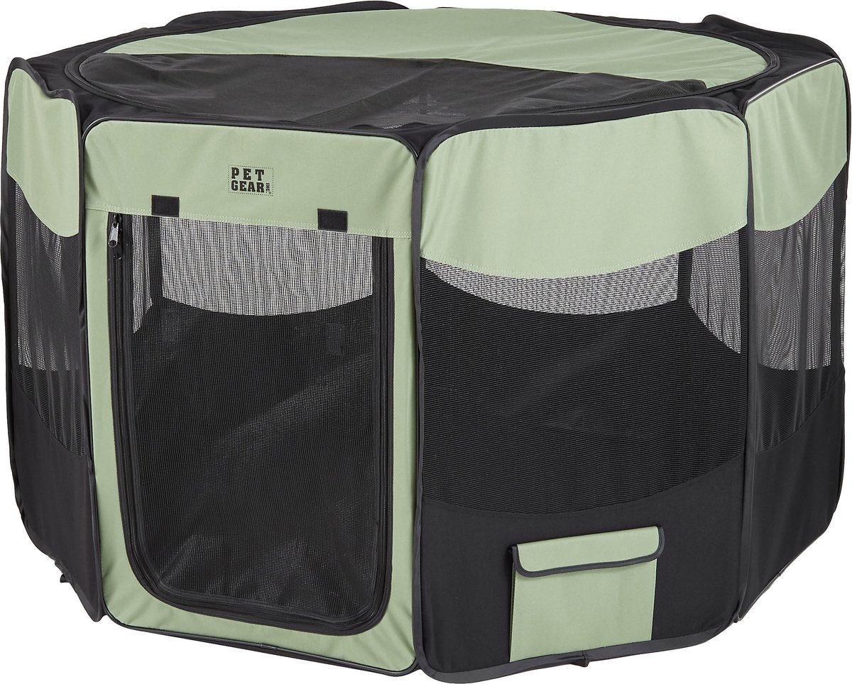 Pet Gear Travel Lite Soft-Sided Dog and Cat Pen with Removable Top， Sage