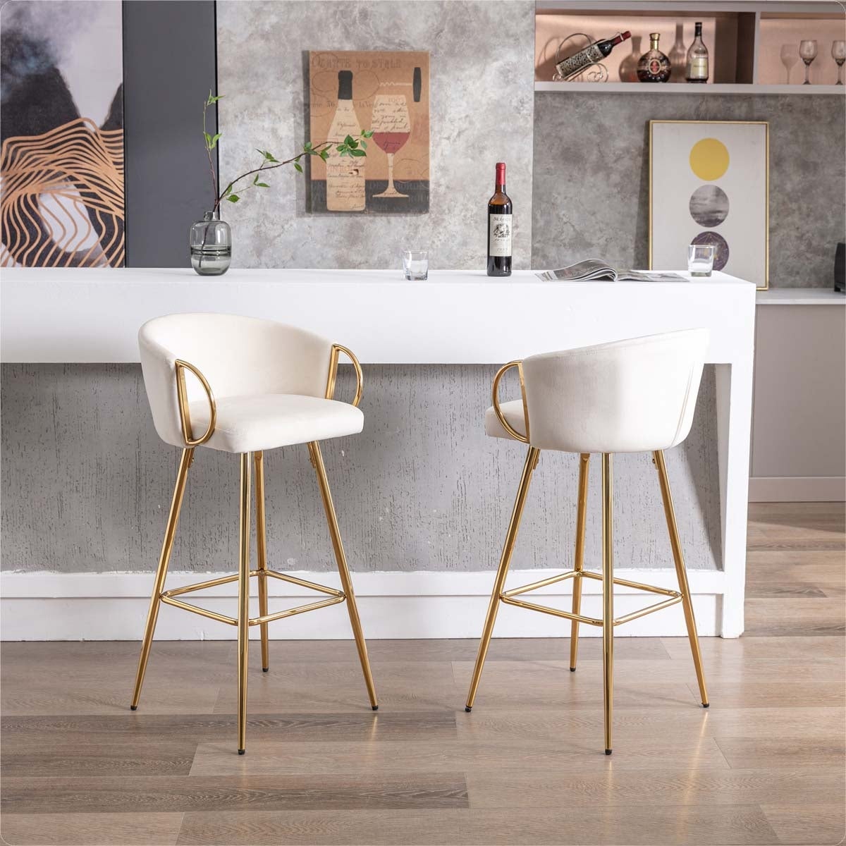 30 Inch Set of 2 Bar Stools with Chrome Footrest