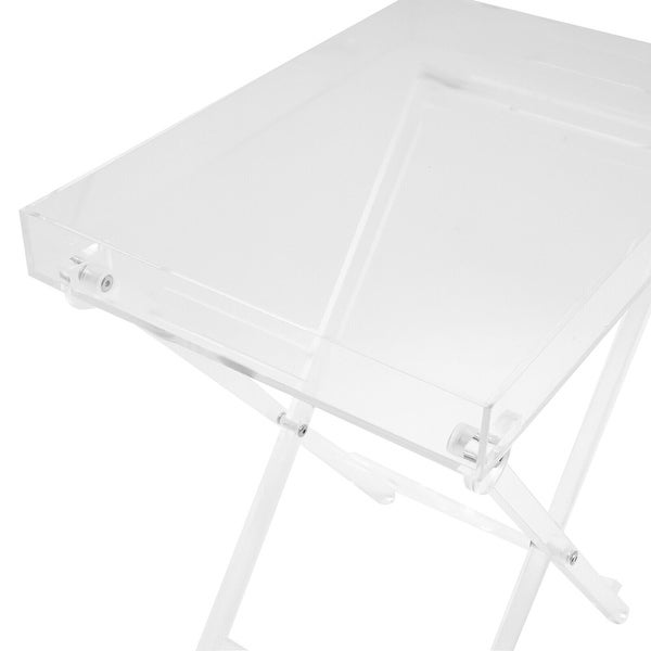 Clear Acrylic Folding Tray Table Side End Coffee Table