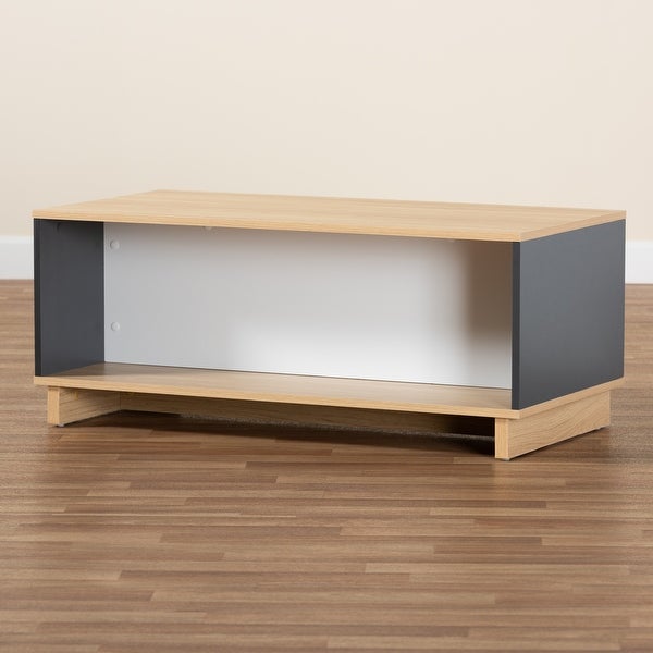 Marigold Multicolor Oak Brown and Grey Wood Storage Coffee Table