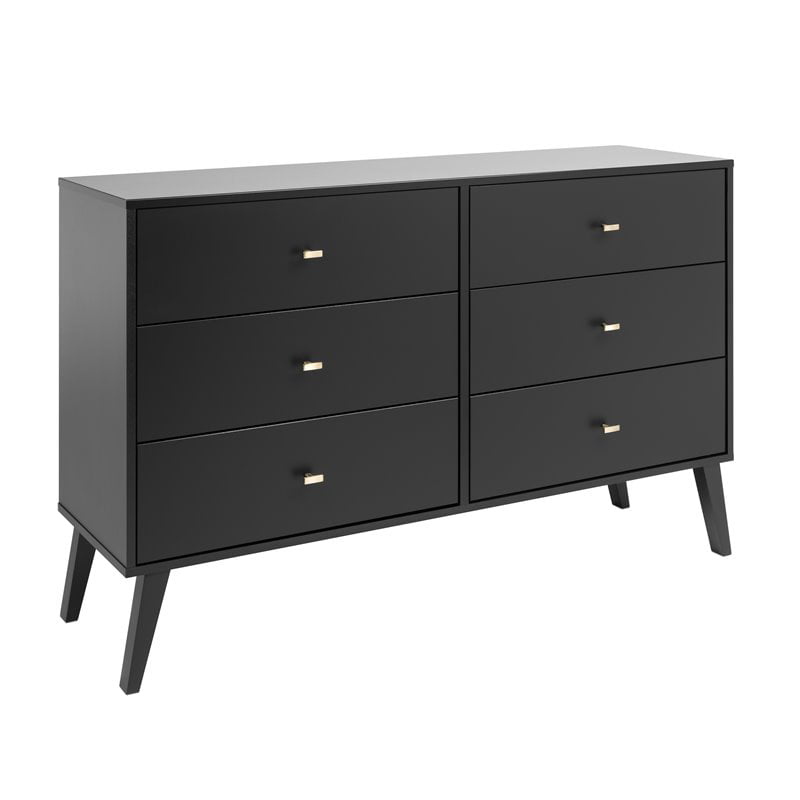 Home Square 2-Piece Set with Modern 2-Drawer Nightstand 6-Drawer Double Dresser