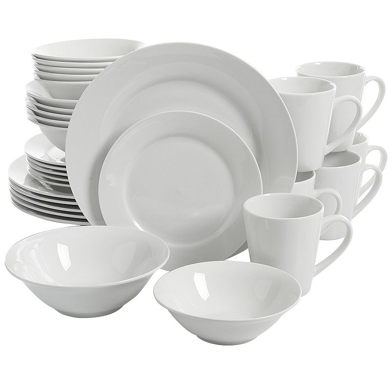 Gibson Everyday Noble Court 30 Piece Ceramic Dinnerware Set in White