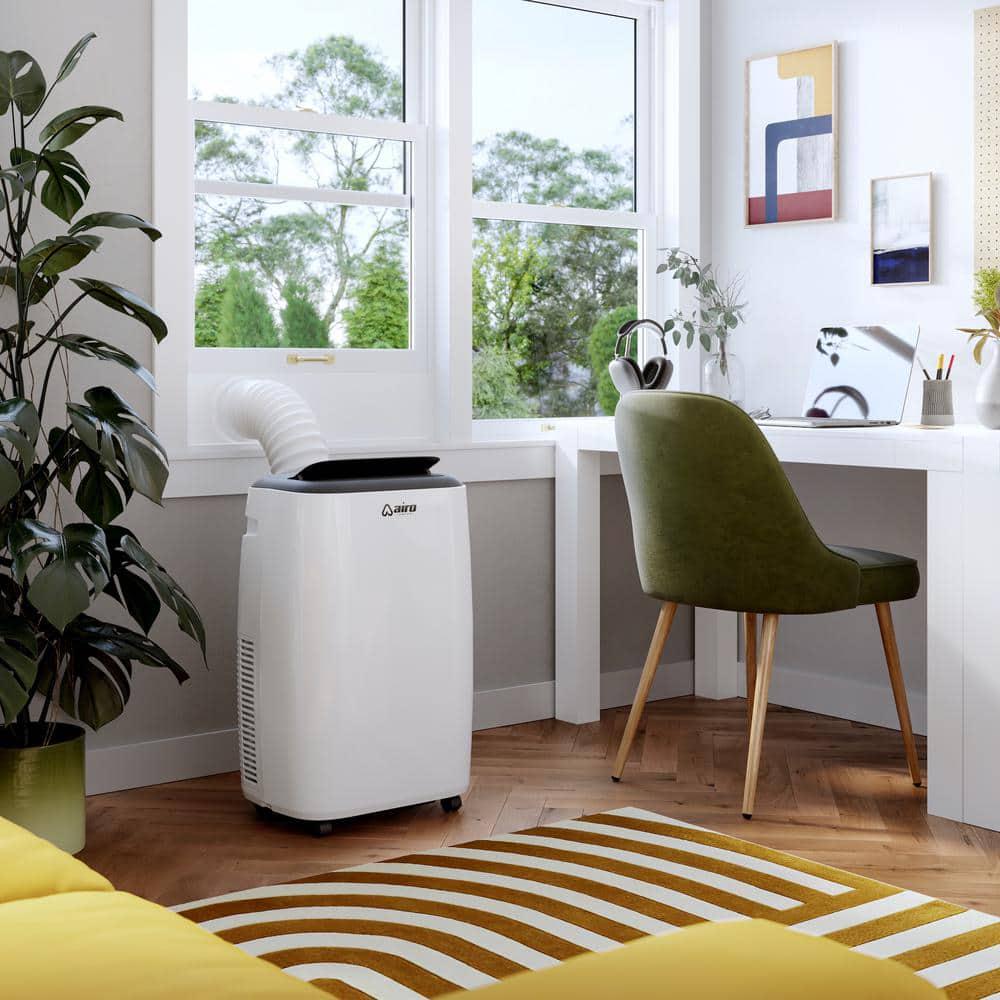 AIRO COMFORT 8000 BTU 115Volt Portable Air Conditioner Cools 350 sq ft with Dehumidifier Function and LCD Remote White