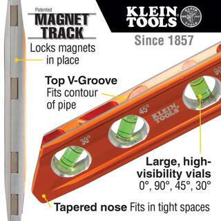 Klein Tools 6.25 in. 4-Vial Conduit Level 935AB4V