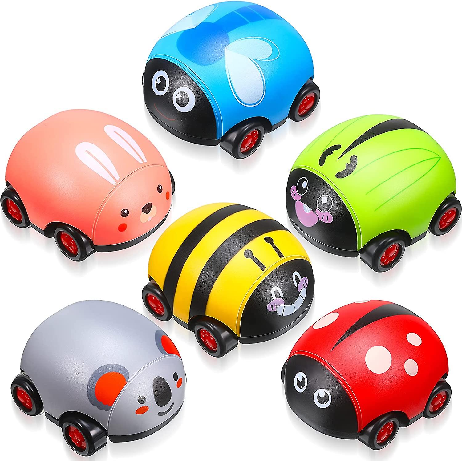 6 Pieces Animals Pull Back Cars Friction Powered Push And Go Back And Forth Vehicles Car Toys Friction Powered Vehicle Playset Toys (vivid Style)